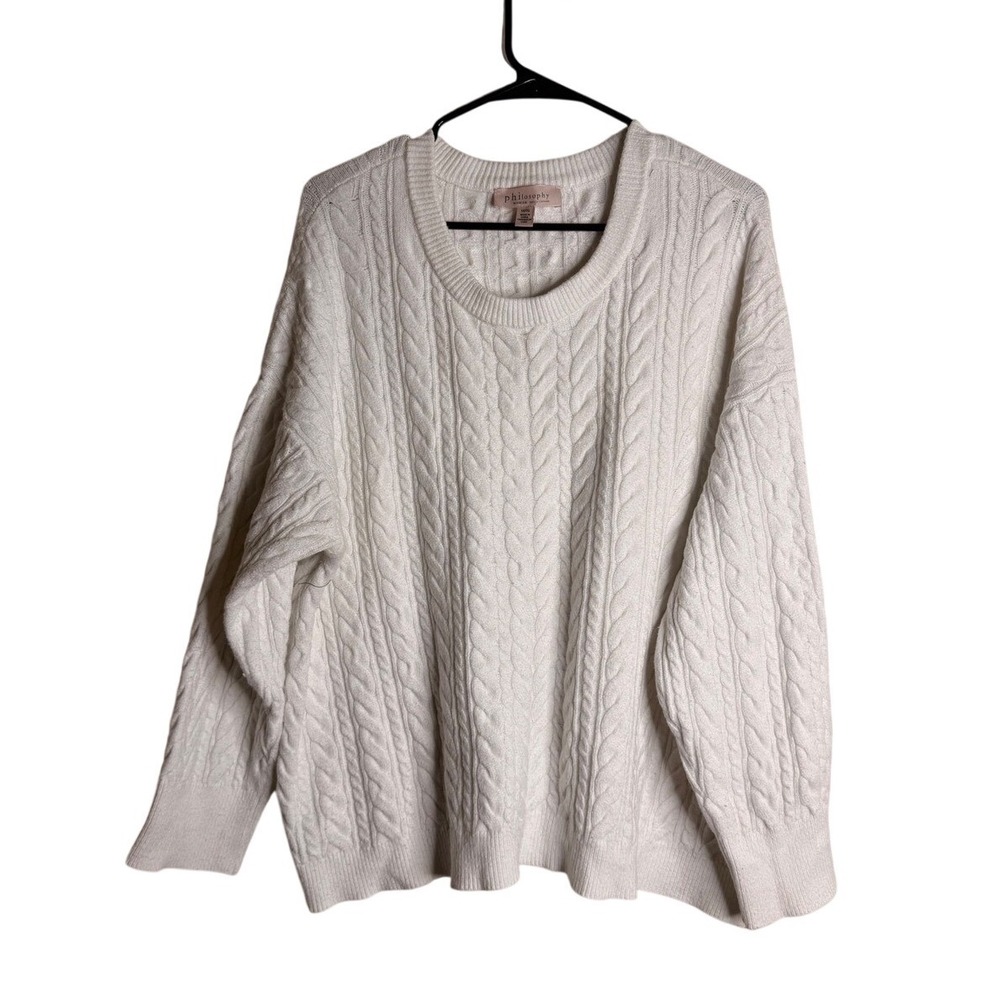 Philosophy Soft Cable Knit Sweater Womens Plus 1X White Long Sleeve  Fall Winter